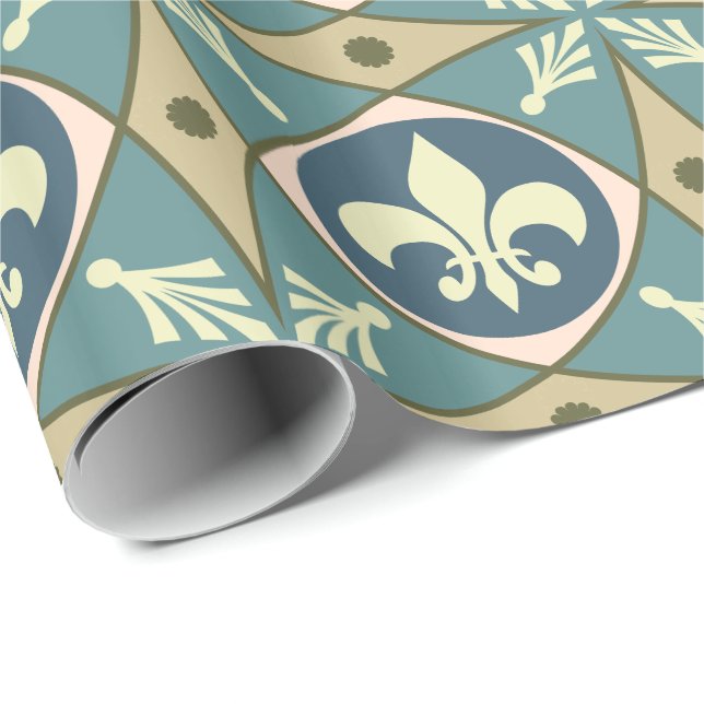 Ornate French Fleur de Lis Pattern Wrapping Paper (Roll Corner)