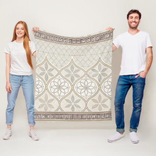 Ornate Geometric Floral Tile Pattern (2) Fleece Blanket