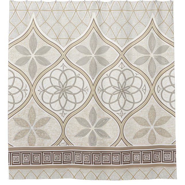 Ornate Geometric Floral Tile Pattern (2) Shower Curtain (Front)