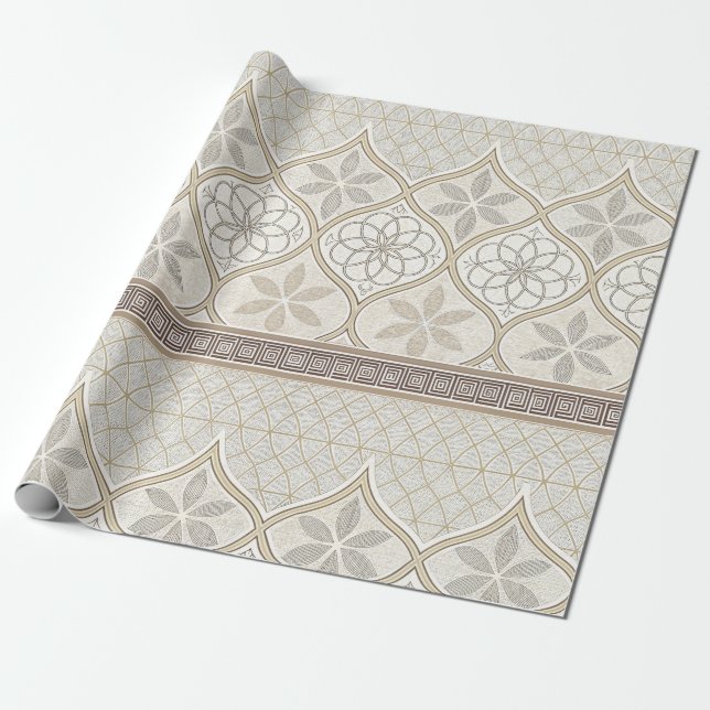 Ornate Geometric Floral Tile Pattern (2) Wrapping Paper (Unrolled)