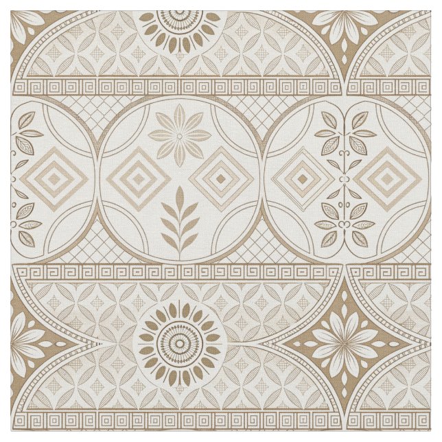 Ornate Geometric Floral Tile Pattern Fabric (Close Up)