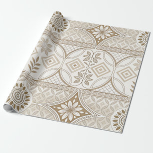 Ornate Geometric Floral Tile Pattern Wrapping Paper