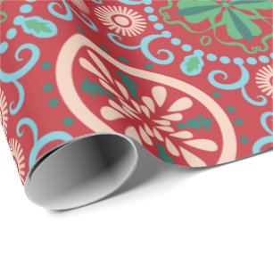 Ornate geometric pattern featuring circular motifs wrapping paper