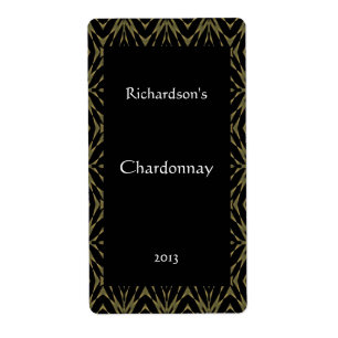 Ornate Gold and Black Wine Label