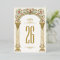 Ornate Gold Arch & Pink Roses Table Number