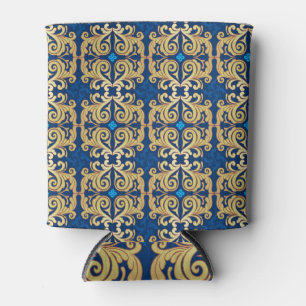 Ornate Gold Blue: Classic Vintage Can Cooler