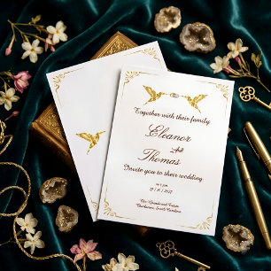 Ornate Gold Border Classic Wedding Invitation