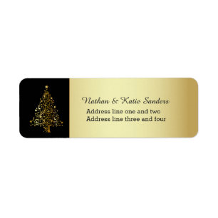 Ornate Gold Christmas Tree Return Address Label