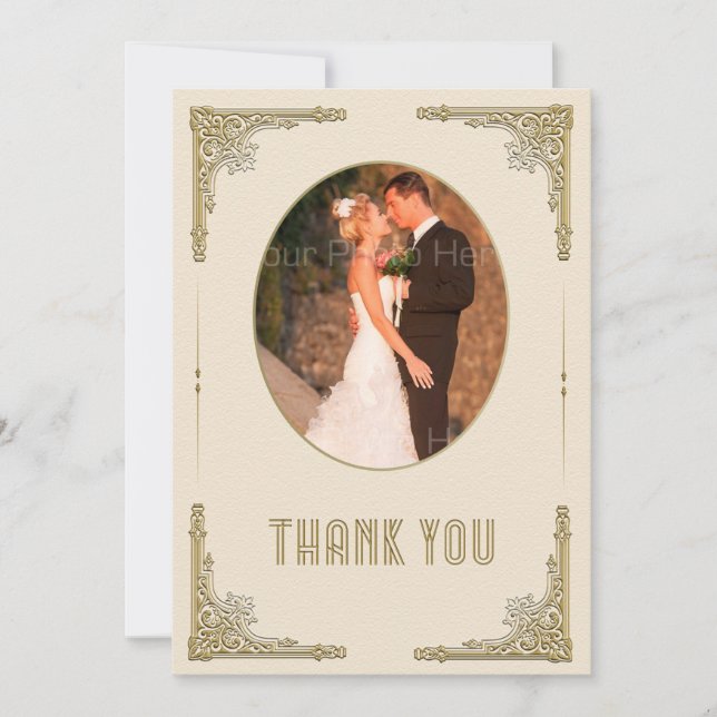 Ornate Gold Corners, Art Deco, Photo Thank You (Front)