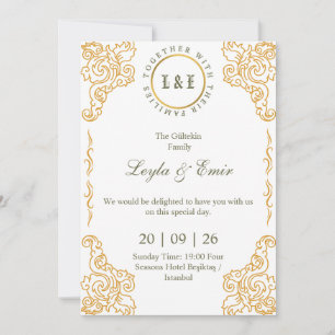 Ornate Gold Damask Save the Date