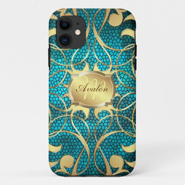 Ornate Gold Filigree Teal Barely There Case (Back)