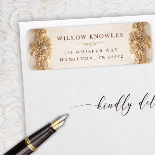 Ornate Gold Floral Border Vintage Address Label Return Address Label