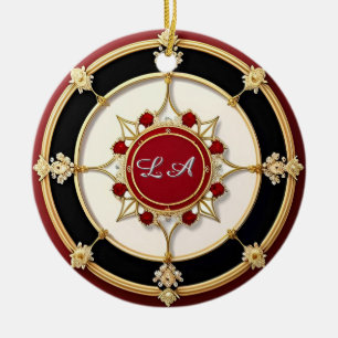 Ornate Gold Floral Design Ceramic Ornament
