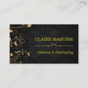 Ornate Gold Floral Makeup Artist Hair Salon Business Card