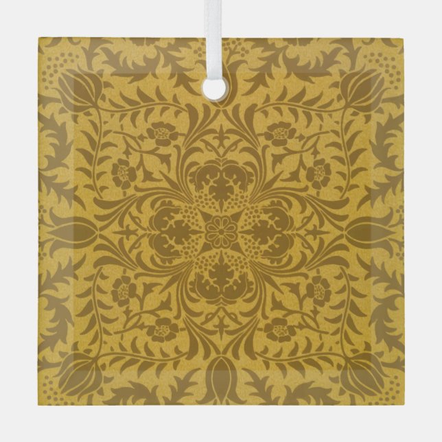 Ornate gold floral pattern with symmetrical glass tree decoration (Front)