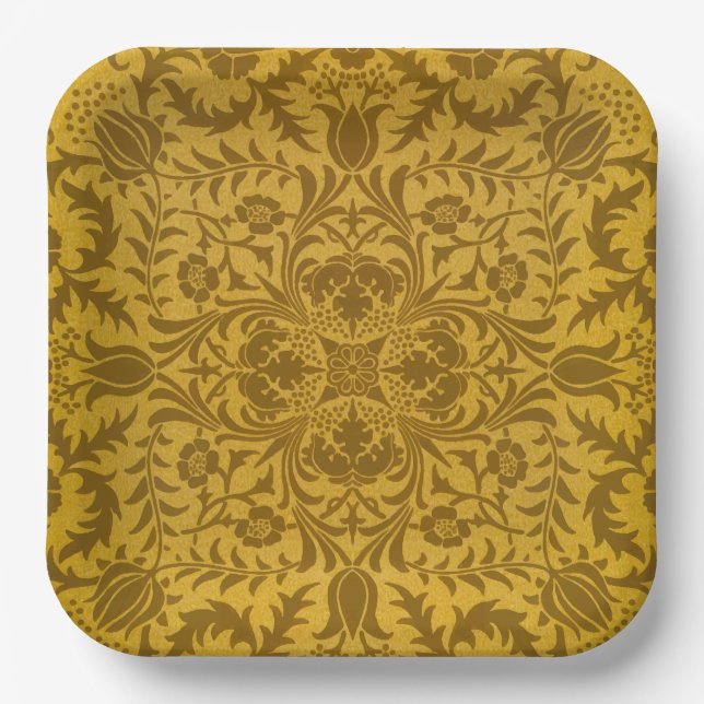 Ornate gold floral pattern with symmetrical paper plate (Front)