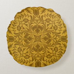 Ornate gold floral pattern with symmetrical round cushion