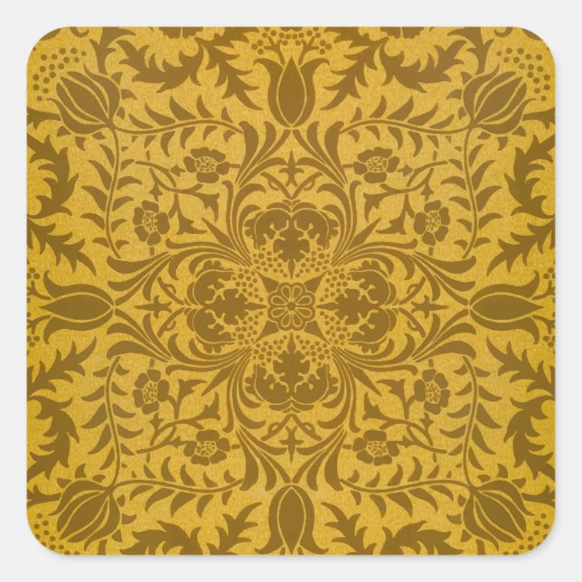 Ornate gold floral pattern with symmetrical square sticker (Front)