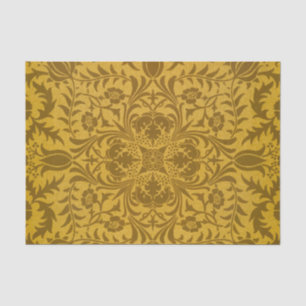 Ornate gold floral pattern with symmetrical tissue paper