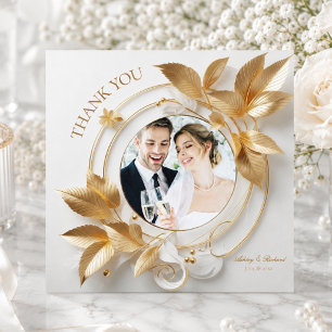 Ornate Gold Floral Wedding Thank You Card
