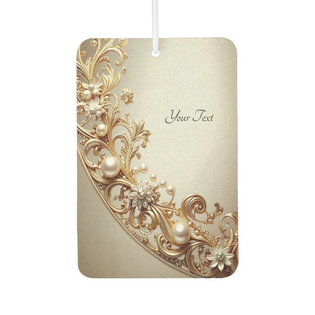 Ornate Gold Flourish Air Freshener (Front)