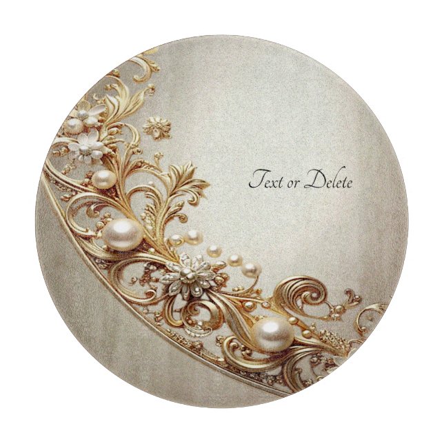Ornate Gold Flourish Cutting Board (Front)