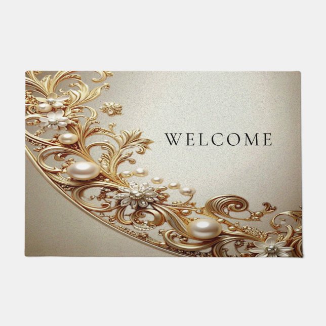 Ornate Gold Flourish Doormat (Front)
