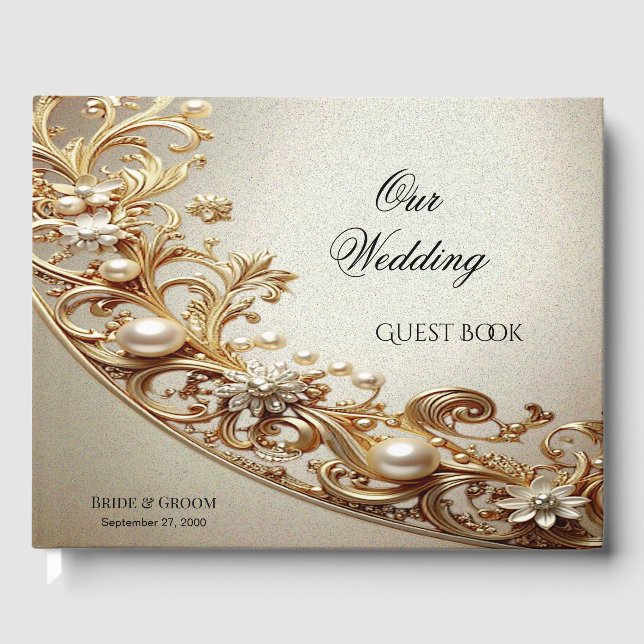 Ornate Gold Flourish Guest Book (Front)