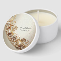 Ornate Gold Flourish Mini Candle Favours