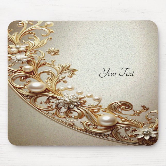 Ornate Gold Flourish Mousepad (Front)
