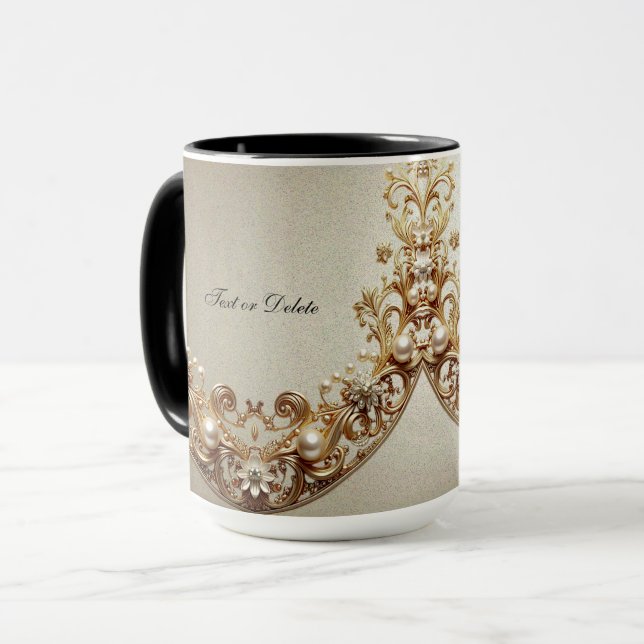 Ornate Gold Flourish Mug (Front Left)