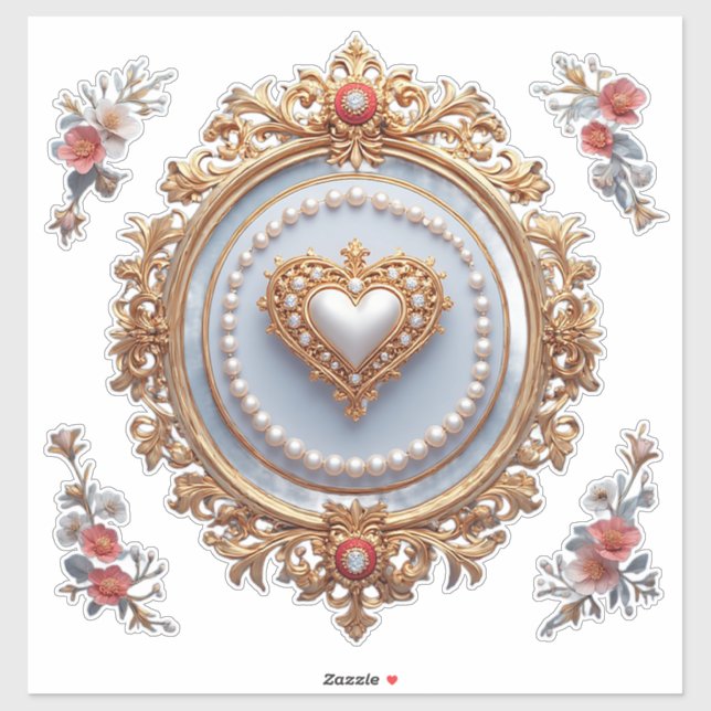 Ornate Gold Frame With Heart Gem (Sheet)