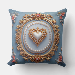 Ornate Gold Frame With Heart Gem Cushion
