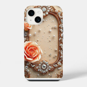 Ornate Gold Frame with Roses iPhone 14 Case