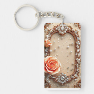 Ornate Gold Frame with Roses Key Ring