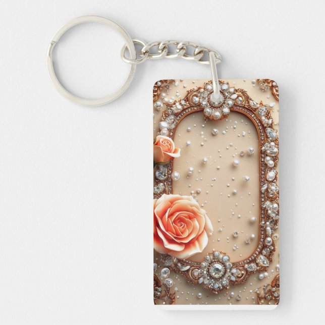Ornate Gold Frame with Roses Key Ring (Front)