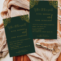 Ornate Gold Frills Minimalist Script Wedding