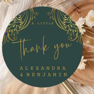 Ornate Gold Frills Wedding a Sweet Thank You Classic Round Sticker