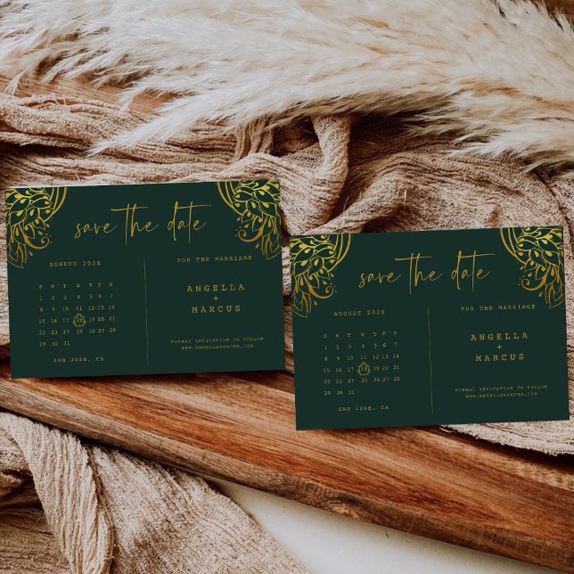 Ornate Gold Frills Wedding Save The Date Card (Creator Uploaded)