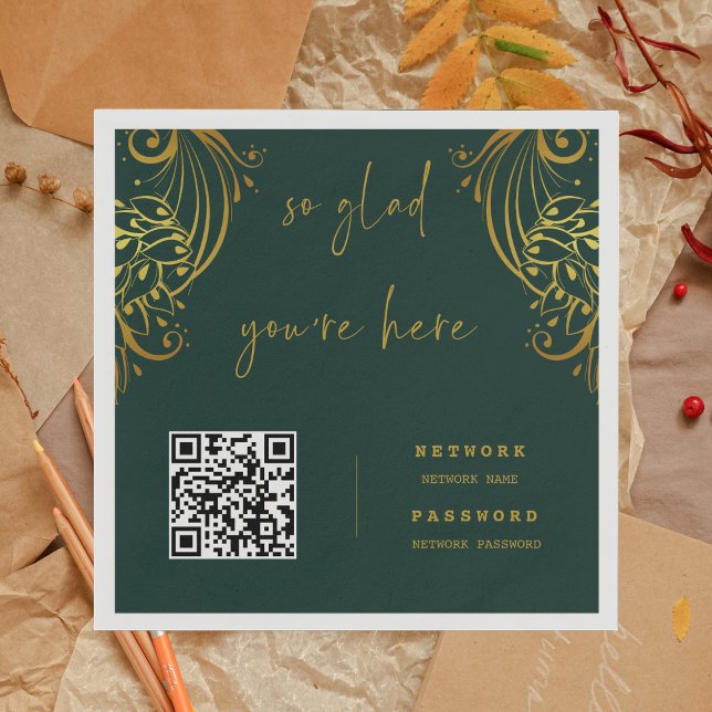 Ornate Gold Frills WiFi Password Wedding Napkins (Creator Uploaded)
