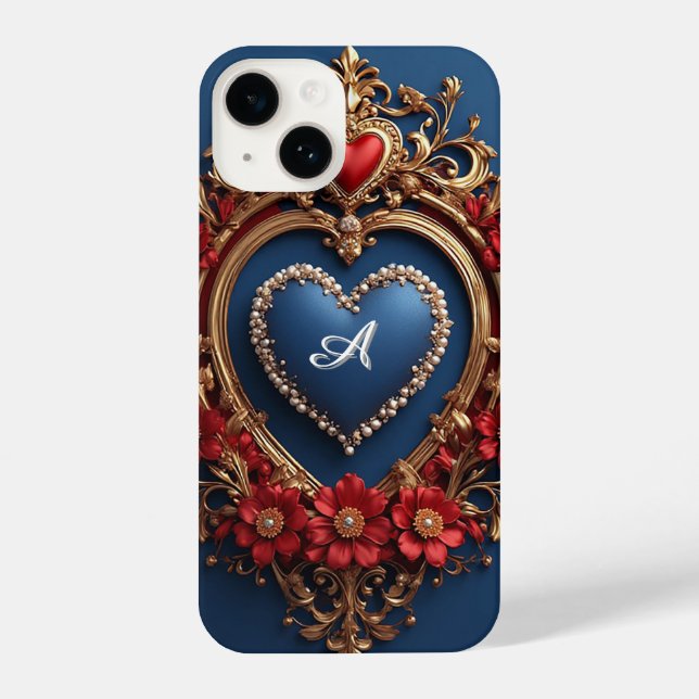 Ornate Gold Heart Frame With Pearl Bead iPhone Case (Back)