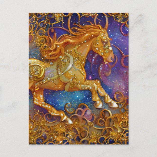 Ornate Gold Horse Postcard (Front)