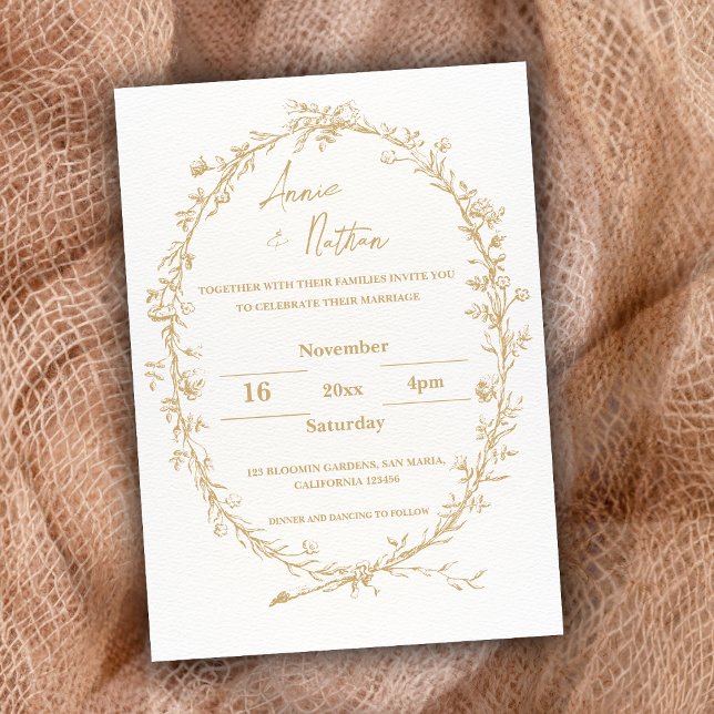 Ornate Gold  Intricate Frame Wedding Invitation (Ornate Gold Intricate Frame Wedding Invitation)