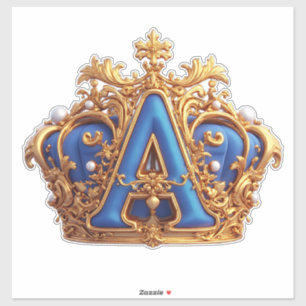 Ornate Gold Letter A With Crown Frame Design