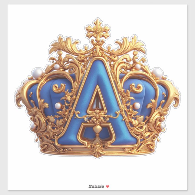 Ornate Gold Letter A With Crown Frame Design (Sheet)