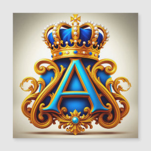 Ornate Gold Letter A With Crown Frame Design