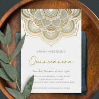 Ornate Gold Mandala Quinceañera 15 Birthday Invite