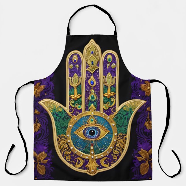  Ornate Gold Third Eye Hamsa Apron (Front)