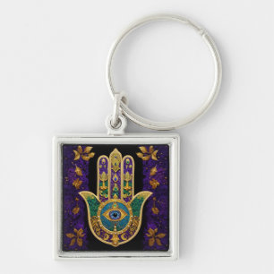 Ornate Gold Third Eye Hamsa Key Ring