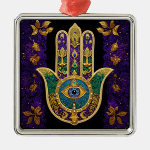 Ornate Gold Third Eye Hamsa Metal Ornament